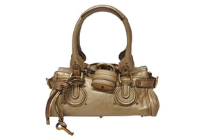 Chloe クロエ パディントン ミニボストン レザー グレー ゴールド金具 Chloe クロエ パディントン ミニボストン レザー グレー ゴールド金具