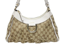 画像をギャラリービューアに読み込む, GUCCI グッチ ハンドバッグ GGキャンバス ワンショルダーバッグ ホワイト ベージュレザー 190525 ゴールド金具 美品 中古 4b004226