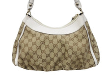 画像をギャラリービューアに読み込む, GUCCI グッチ ハンドバッグ GGキャンバス ワンショルダーバッグ ホワイト ベージュレザー 190525 ゴールド金具 美品 中古 4b004226