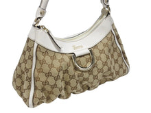 画像をギャラリービューアに読み込む, GUCCI グッチ ハンドバッグ GGキャンバス ワンショルダーバッグ ホワイト ベージュレザー 190525 ゴールド金具 美品 中古 4b004226
