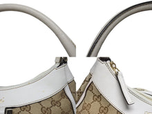 画像をギャラリービューアに読み込む, GUCCI グッチ ハンドバッグ GGキャンバス ワンショルダーバッグ ホワイト ベージュレザー 190525 ゴールド金具 美品 中古 4b004226