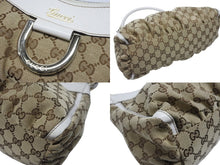 画像をギャラリービューアに読み込む, GUCCI グッチ ハンドバッグ GGキャンバス ワンショルダーバッグ ホワイト ベージュレザー 190525 ゴールド金具 美品 中古 4b004226
