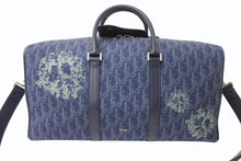 画像をギャラリービューアに読み込む, Dior ディオール DENIM TEARS デニムティアーズ ランゴ50 ボストンバッグ 2WAY オブリーク ピースサイン レザー コットンデニム ネイビー シルバー金具 美品 中古 4b004427