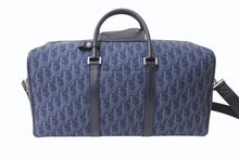 画像をギャラリービューアに読み込む, Dior ディオール DENIM TEARS デニムティアーズ ランゴ50 ボストンバッグ 2WAY オブリーク ピースサイン レザー コットンデニム ネイビー シルバー金具 美品 中古 4b004427