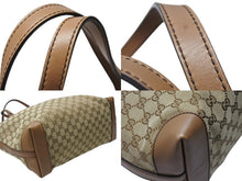 画像をギャラリービューアに読み込む, GUCCI グッチ トートバッグ GGキャンバス ポーチ付き247209 493075 レザー ベージュ ブラウン ゴールド金具 美品 中古 4b004227