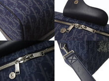 画像をギャラリービューアに読み込む, Dior ディオール DENIM TEARS デニムティアーズ ランゴ50 ボストンバッグ 2WAY オブリーク ピースサイン レザー コットンデニム ネイビー シルバー金具 美品 中古 4b004427