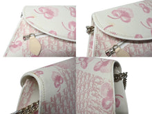 画像をギャラリービューアに読み込む, CHRISTIAN DIOR クリスチャンディオール トロッターライン ショルダーバッグ BO N 1024 ホワイト ピンク シルバー金具 美品 中古 4b004228