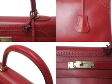 Load image into Gallery viewer, HERMES エルメス ハンドバッグ ケリー35 □P刻 ギリーズ ルビー レッド エバーカーフ ゴールド金具 美品 中古 4b004231