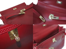 Load image into Gallery viewer, HERMES エルメス ハンドバッグ ケリー35 □P刻 ギリーズ ルビー レッド エバーカーフ ゴールド金具 美品 中古 4b004231