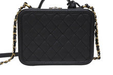 Load image into Gallery viewer, 新品同様 CHANEL シャネル CCフィリグリー バニティバッグ ショルダーバッグ 28番台 キャビアスキン ブラック ゴールド金具 中古 4b004233