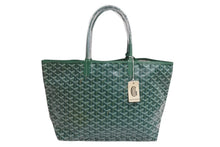 画像をギャラリービューアに読み込む, 新品未使用 GOYARD ゴヤール サンルイPM バッグ トートバッグ STLOUIPMLTY09CL09P PVC レザー ヘリンボーン グリーン 中古 4b004235