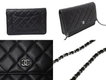 画像をギャラリービューアに読み込む, 極美品 CHANEL シャネル チェーンウォレット ショルダーバッグ ランダム番台 ココマーク ラムスキン キルティング ブラック 中古 4b004237