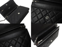画像をギャラリービューアに読み込む, 極美品 CHANEL シャネル チェーンウォレット ショルダーバッグ ランダム番台 ココマーク ラムスキン キルティング ブラック 中古 4b004237
