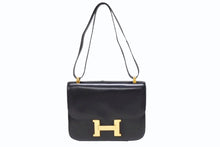 画像をギャラリービューアに読み込む, HERMES エルメス コンスタンス 23 ショルダーバッグ ボックスカーフ ブラック ゴールド金具 ○N刻印 (1984年製) 中古 4b004241