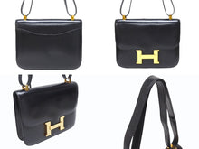 画像をギャラリービューアに読み込む, HERMES エルメス コンスタンス 23 ショルダーバッグ ボックスカーフ ブラック ゴールド金具 ○N刻印 (1984年製) 中古 4b004241