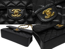 Load image into Gallery viewer, 極美品 CHANEL シャネル マトラッセ23 Wフラップ Wチェーン ショルダーバッグ 6番台 キャビアスキン ココマーク ブラック ゴールド金具 中古 4b004245