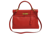 Load image into Gallery viewer, HERMES エルメス KELLY ケリー 32 内縫い 2WAY バッグ ヴォーガリバー ルージュヴィフ ゴールド金具 □D刻印 2000年製 美品 中古 4b004248