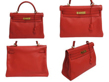 画像をギャラリービューアに読み込む, HERMES エルメス KELLY ケリー 32 内縫い 2WAY バッグ ヴォーガリバー ルージュヴィフ ゴールド金具 □D刻印 2000年製 美品 中古 4b004248