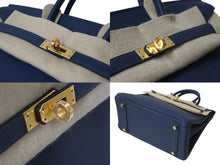 画像をギャラリービューアに読み込む, 新品未使用 HERMES エルメス ハンドバッグ B刻印 バーキン25 ブルードプリュス ゴールド金具トゴ 中古 4b004251