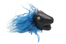 画像をギャラリービューアに読み込む, CHROME HEARTS クロムハーツ バッグチャーム ダイナソー 恐竜 クロスボールボタン キーリング レザー シルバー925 ブラック ブルー 美品 中古 4b004275