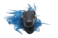 画像をギャラリービューアに読み込む, CHROME HEARTS クロムハーツ バッグチャーム ダイナソー 恐竜 クロスボールボタン キーリング レザー シルバー925 ブラック ブルー 美品 中古 4b004275