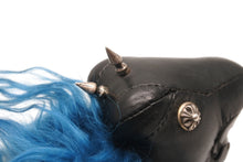 Load image into Gallery viewer, CHROME HEARTS クロムハーツ バッグチャーム ダイナソー 恐竜 クロスボールボタン キーリング レザー シルバー925 ブラック ブルー 美品 中古 4b004275