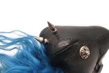 画像をギャラリービューアに読み込む, CHROME HEARTS クロムハーツ バッグチャーム ダイナソー 恐竜 クロスボールボタン キーリング レザー シルバー925 ブラック ブルー 美品 中古 4b004275