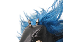 画像をギャラリービューアに読み込む, CHROME HEARTS クロムハーツ バッグチャーム ダイナソー 恐竜 クロスボールボタン キーリング レザー シルバー925 ブラック ブルー 美品 中古 4b004275