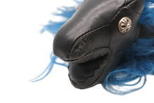 画像をギャラリービューアに読み込む, CHROME HEARTS クロムハーツ バッグチャーム ダイナソー 恐竜 クロスボールボタン キーリング レザー シルバー925 ブラック ブルー 美品 中古 4b004275