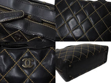 Load image into Gallery viewer, CHANEL シャネル ハンドバッグ ワイルドステッチ ブラック レザー A14692 シルバー金具 6番台 中古 4b004276