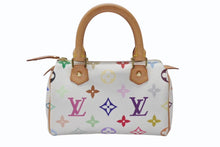 Load image into Gallery viewer, LOUIS VUITTON ルイヴィトン モノグラム マルチカラー ミニスピーディ ハンドバッグ M92645 PVC ヌメ革 ホワイト 村上隆 美品 中古 4b004280
