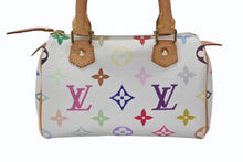 Load image into Gallery viewer, LOUIS VUITTON ルイヴィトン モノグラム マルチカラー ミニスピーディ ハンドバッグ M92645 PVC ヌメ革 ホワイト 村上隆 美品 中古 4b004280
