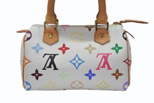 Load image into Gallery viewer, LOUIS VUITTON ルイヴィトン モノグラム マルチカラー ミニスピーディ ハンドバッグ M92645 PVC ヌメ革 ホワイト 村上隆 美品 中古 4b004280