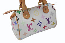 Load image into Gallery viewer, LOUIS VUITTON ルイヴィトン モノグラム マルチカラー ミニスピーディ ハンドバッグ M92645 PVC ヌメ革 ホワイト 村上隆 美品 中古 4b004280