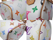 Load image into Gallery viewer, LOUIS VUITTON ルイヴィトン モノグラム マルチカラー ミニスピーディ ハンドバッグ M92645 PVC ヌメ革 ホワイト 村上隆 美品 中古 4b004280