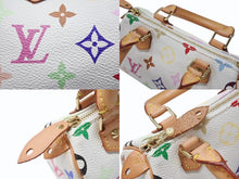 Load image into Gallery viewer, LOUIS VUITTON ルイヴィトン モノグラム マルチカラー ミニスピーディ ハンドバッグ M92645 PVC ヌメ革 ホワイト 村上隆 美品 中古 4b004280