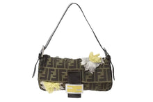画像をギャラリービューアに読み込む, 極美品 FENDI フェンディ マンマバケット ワンショルダーバッグ 26424 フラワーモチーフ ズッカ柄 シルバー金具 刺繍 中古 4b004282