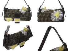 画像をギャラリービューアに読み込む, 極美品 FENDI フェンディ マンマバケット ワンショルダーバッグ 26424 フラワーモチーフ ズッカ柄 シルバー金具 刺繍 中古 4b004282