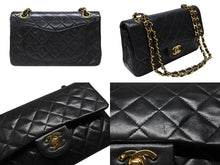 Load image into Gallery viewer, 極美品 CHANEL シャネル マトラッセ23 Wフラップ Wチェーンショルダーバッグ 4番台 ココマーク ラムスキン ブラック ゴールド金具 中古 4b004285