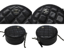 Load image into Gallery viewer, 極美品 CHANEL シャネル ラウンド チェーンショルダーバッグ 30番台 ココマーク キャビアスキン ブラック シルバー金具 中古 4b004289