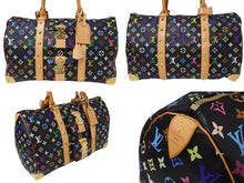 画像をギャラリービューアに読み込む, 新品同様 LOUIS VUITTON ルイヴィトン キーポル 45 ボストンバッグ M92640 モノグラム マルチカラー ブラック 村上隆 中古 4b004292