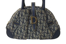 画像をギャラリービューアに読み込む, Christian Dior クリスチャンディオール ダブルサドルバッグ ハンドバッグ MA-0024 トロッター柄 ネイビー 良品 中古 4b004296
