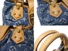 Load image into Gallery viewer, LOUIS VUITTON ルイヴィトン プリーティ ハンドバッグ M95020 モノグラム デニム レザー ブルー ゴールド金具 美品 中古 4b004297