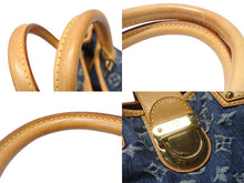 Load image into Gallery viewer, LOUIS VUITTON ルイヴィトン プリーティ ハンドバッグ M95020 モノグラム デニム レザー ブルー ゴールド金具 美品 中古 4b004297