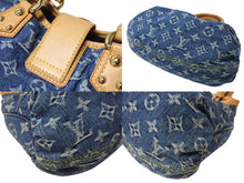 Load image into Gallery viewer, LOUIS VUITTON ルイヴィトン プリーティ ハンドバッグ M95020 モノグラム デニム レザー ブルー ゴールド金具 美品 中古 4b004297
