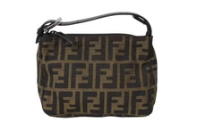画像をギャラリービューアに読み込む, FENDI フェンディ ハンドバッグ ズッカ ブラウン コットンキャンバス シルバー金具 美品 中古 4b004298
