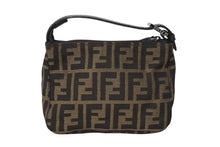 画像をギャラリービューアに読み込む, FENDI フェンディ ハンドバッグ ズッカ ブラウン コットンキャンバス シルバー金具 美品 中古 4b004298