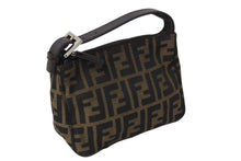 画像をギャラリービューアに読み込む, FENDI フェンディ ハンドバッグ ズッカ ブラウン コットンキャンバス シルバー金具 美品 中古 4b004298