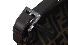 画像をギャラリービューアに読み込む, FENDI フェンディ ハンドバッグ ズッカ ブラウン コットンキャンバス シルバー金具 美品 中古 4b004298