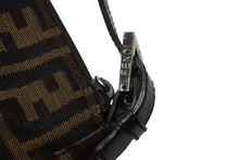 画像をギャラリービューアに読み込む, FENDI フェンディ ハンドバッグ ズッカ ブラウン コットンキャンバス シルバー金具 美品 中古 4b004298
